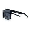 All Dark Black Locs Mens Oversize Inset Lens Shield Horn Rim Plastic Sunglasses