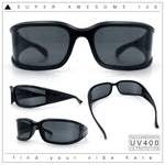 Womens Trendy Curved Wrap Around Rectangle Thick Temple Plastic Sunglasses
