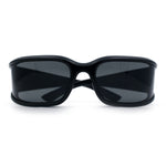 Womens Trendy Curved Wrap Around Rectangle Thick Temple Plastic Sunglasses