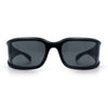 Womens Trendy Curved Wrap Around Rectangle Thick Temple Plastic Sunglasses