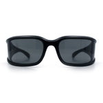 Womens Trendy Curved Wrap Around Rectangle Thick Temple Plastic Sunglasses