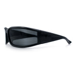 Womens Trendy Curved Wrap Around Rectangle Thick Temple Plastic Sunglasses