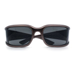 Womens Trendy Curved Wrap Around Rectangle Thick Temple Plastic Sunglasses