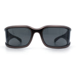Womens Trendy Curved Wrap Around Rectangle Thick Temple Plastic Sunglasses