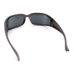 Womens Trendy Curved Wrap Around Rectangle Thick Temple Plastic Sunglasses