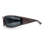Womens Trendy Curved Wrap Around Rectangle Thick Temple Plastic Sunglasses