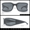 Womens Trendy Curved Wrap Around Rectangle Thick Temple Plastic Sunglasses
