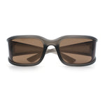 Womens Trendy Curved Wrap Around Rectangle Thick Temple Plastic Sunglasses