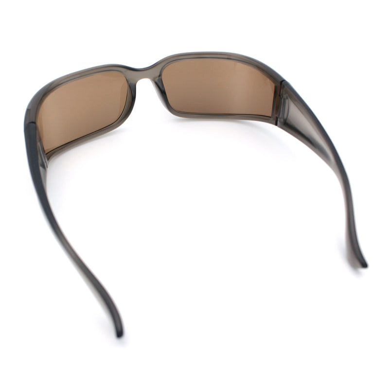 Womens Trendy Curved Wrap Around Rectangle Thick Temple Plastic Sunglasses