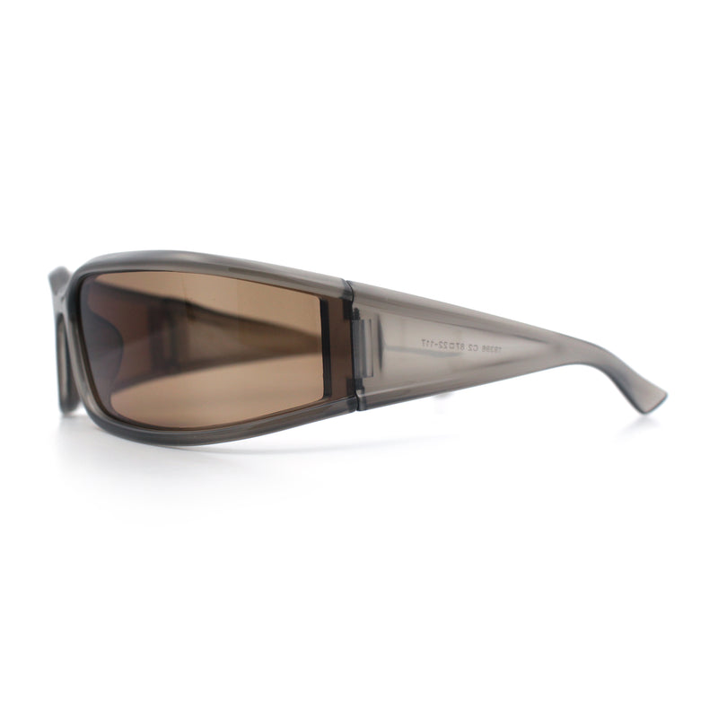 Womens Trendy Curved Wrap Around Rectangle Thick Temple Plastic Sunglasses