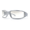 Womens Trendy Curved Wrap Around Rectangle Thick Temple Plastic Sunglasses
