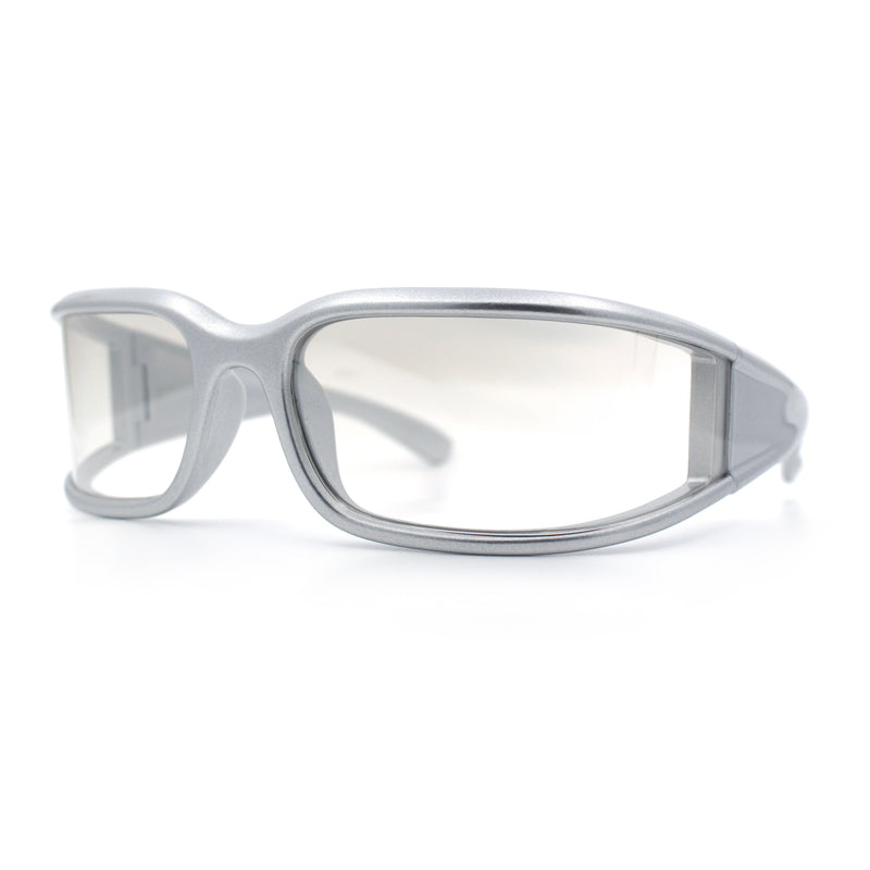 Womens Trendy Curved Wrap Around Rectangle Thick Temple Plastic Sunglasses