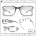 Womens Trendy Curved Wrap Around Rectangle Thick Temple Plastic Sunglasses