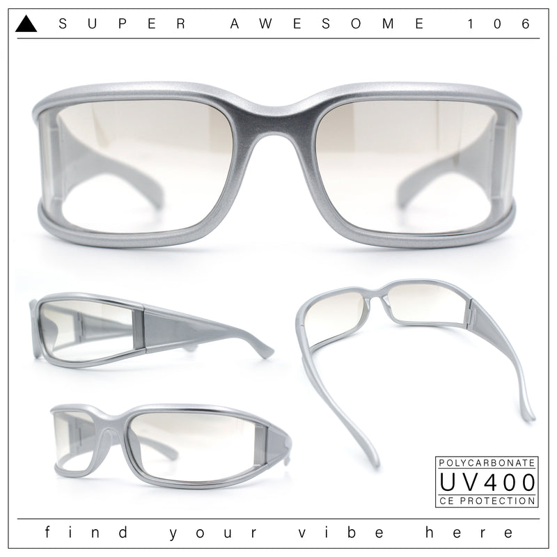 Womens Trendy Curved Wrap Around Rectangle Thick Temple Plastic Sunglasses