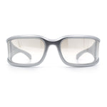 Womens Trendy Curved Wrap Around Rectangle Thick Temple Plastic Sunglasses