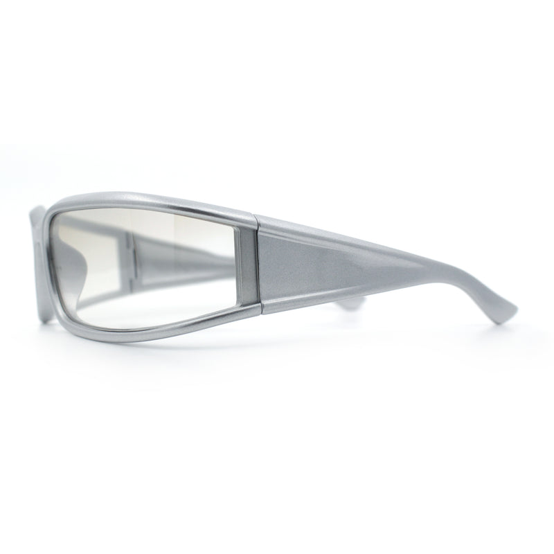 Womens Trendy Curved Wrap Around Rectangle Thick Temple Plastic Sunglasses