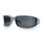 Womens Trendy Curved Wrap Around Rectangle Thick Temple Plastic Sunglasses