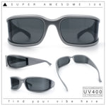 Womens Trendy Curved Wrap Around Rectangle Thick Temple Plastic Sunglasses
