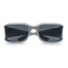 Womens Trendy Curved Wrap Around Rectangle Thick Temple Plastic Sunglasses