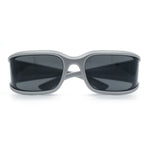 Womens Trendy Curved Wrap Around Rectangle Thick Temple Plastic Sunglasses