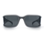 Womens Trendy Curved Wrap Around Rectangle Thick Temple Plastic Sunglasses