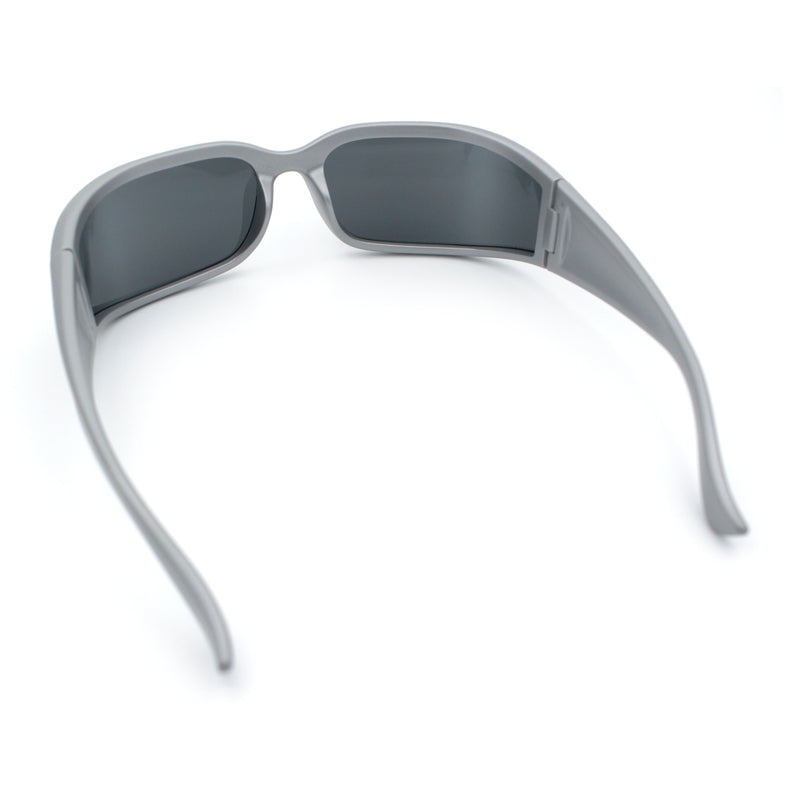 Womens Trendy Curved Wrap Around Rectangle Thick Temple Plastic Sunglasses