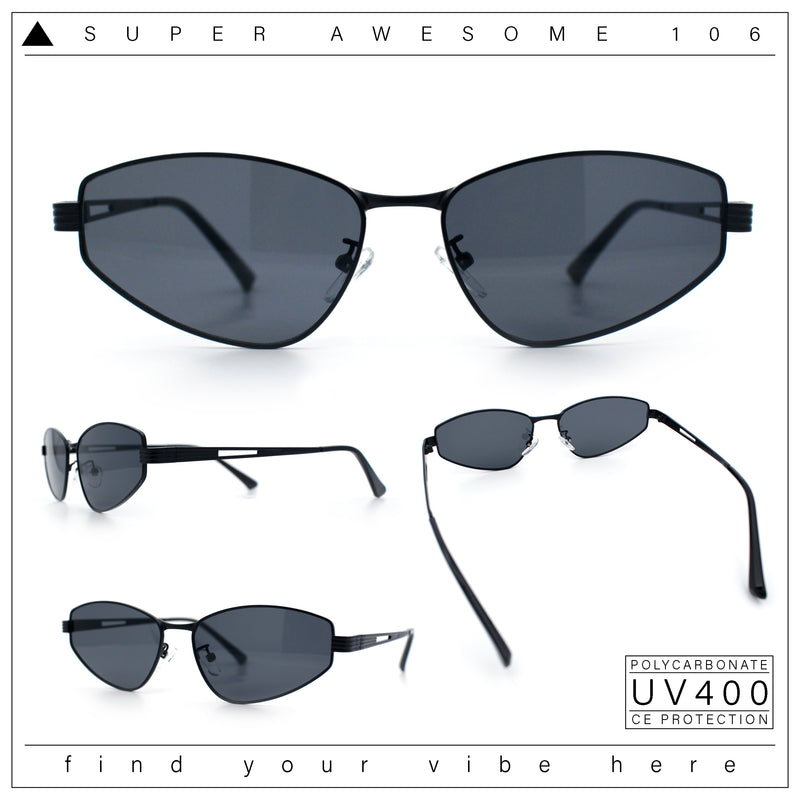 Womens Y2K Styling Metal Rim Cat Eye Retro Sunglasses
