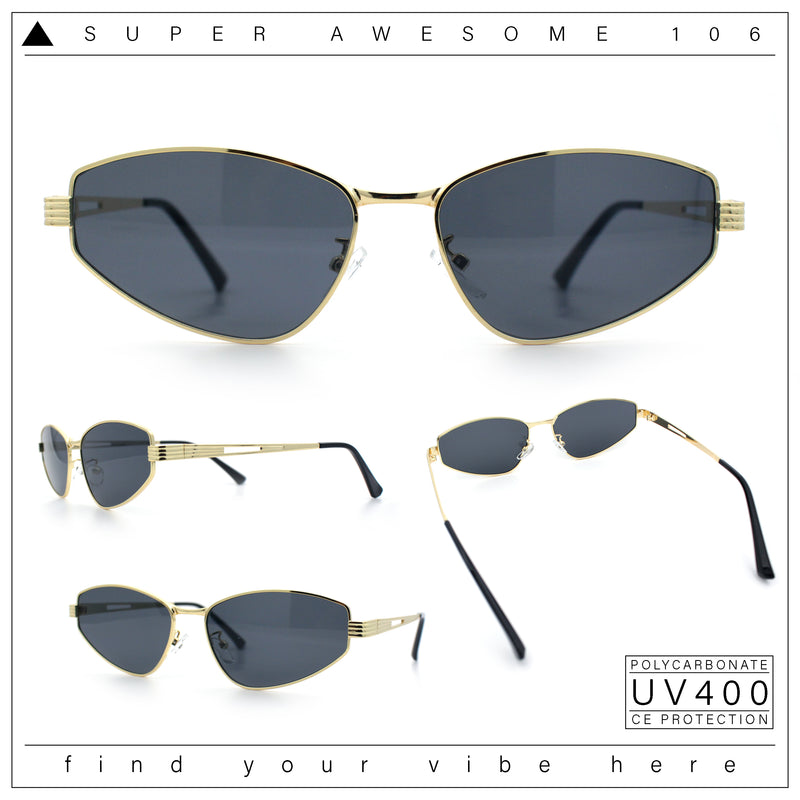 Womens Y2K Styling Metal Rim Cat Eye Retro Sunglasses