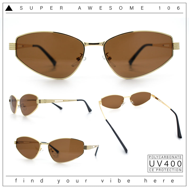 Womens Y2K Styling Metal Rim Cat Eye Retro Sunglasses