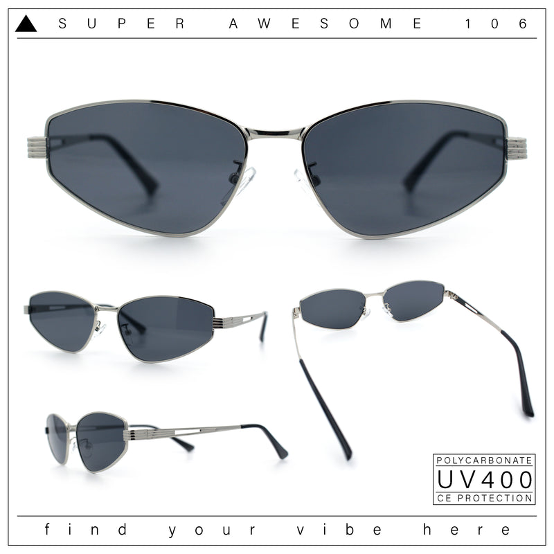 Womens Y2K Styling Metal Rim Cat Eye Retro Sunglasses