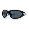 Y2K Oval Wrap Around Plastic Fancy Metal Arm Sunglasses