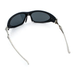 Y2K Oval Wrap Around Plastic Fancy Metal Arm Sunglasses