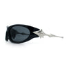 Y2K Oval Wrap Around Plastic Fancy Metal Arm Sunglasses