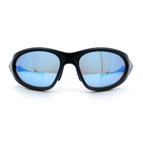 Y2K Oval Wrap Around Plastic Fancy Metal Arm Sunglasses