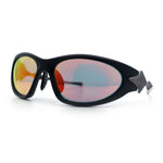 Y2K Oval Wrap Around Plastic Fancy Metal Arm Sunglasses