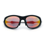 Y2K Oval Wrap Around Plastic Fancy Metal Arm Sunglasses
