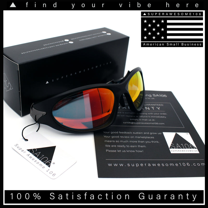Y2K Oval Wrap Around Plastic Fancy Metal Arm Sunglasses