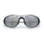 Y2K Oval Wrap Around Plastic Fancy Metal Arm Sunglasses