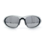 Y2K Oval Wrap Around Plastic Fancy Metal Arm Sunglasses