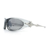Y2K Oval Wrap Around Plastic Fancy Metal Arm Sunglasses