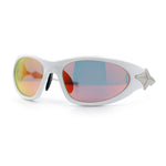 Y2K Oval Wrap Around Plastic Fancy Metal Arm Sunglasses