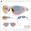 Y2K Oval Wrap Around Plastic Fancy Metal Arm Sunglasses