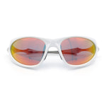 Y2K Oval Wrap Around Plastic Fancy Metal Arm Sunglasses