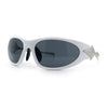Y2K Oval Wrap Around Plastic Fancy Metal Arm Sunglasses