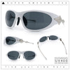 Y2K Oval Wrap Around Plastic Fancy Metal Arm Sunglasses