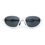 Y2K Oval Wrap Around Plastic Fancy Metal Arm Sunglasses