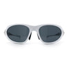 Y2K Oval Wrap Around Plastic Fancy Metal Arm Sunglasses