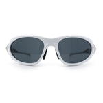 Y2K Oval Wrap Around Plastic Fancy Metal Arm Sunglasses