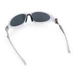 Y2K Oval Wrap Around Plastic Fancy Metal Arm Sunglasses