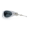Y2K Oval Wrap Around Plastic Fancy Metal Arm Sunglasses